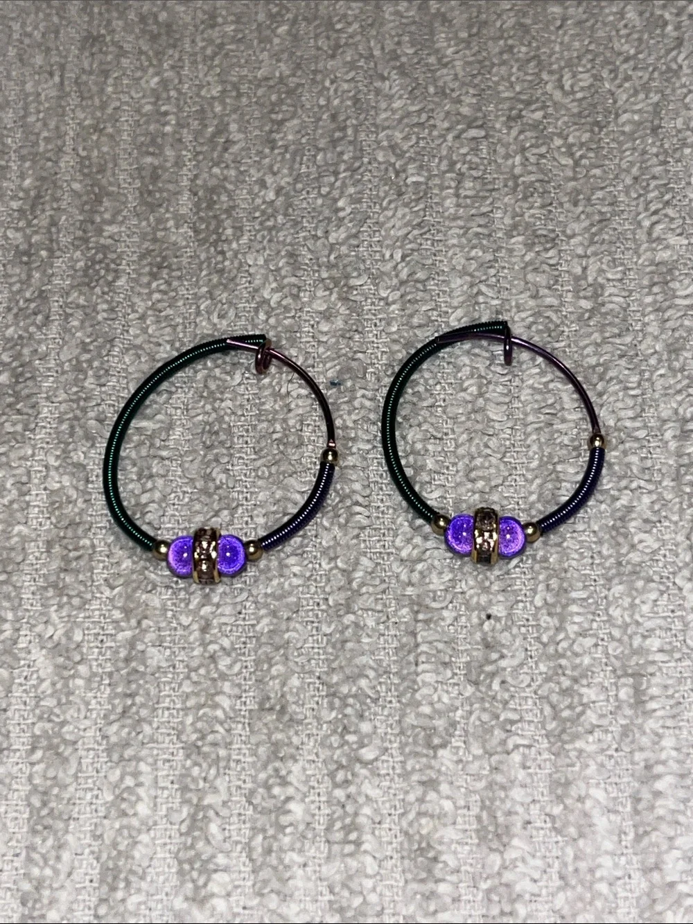 Purple Beaded Hoop Earrings - Women Jewelry Earrings - Picture 2 of 2